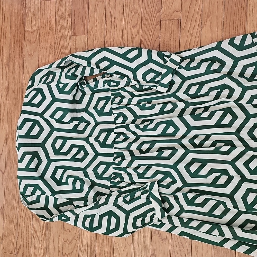 SALE! Zara The Karen Tiered Popover Dress In Geometric Print - Picture 9 of 9